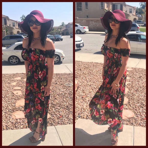 ❤️Lily - Floral Off Shoulder Hi Lo Maxi Dress - Picture 5 of 8